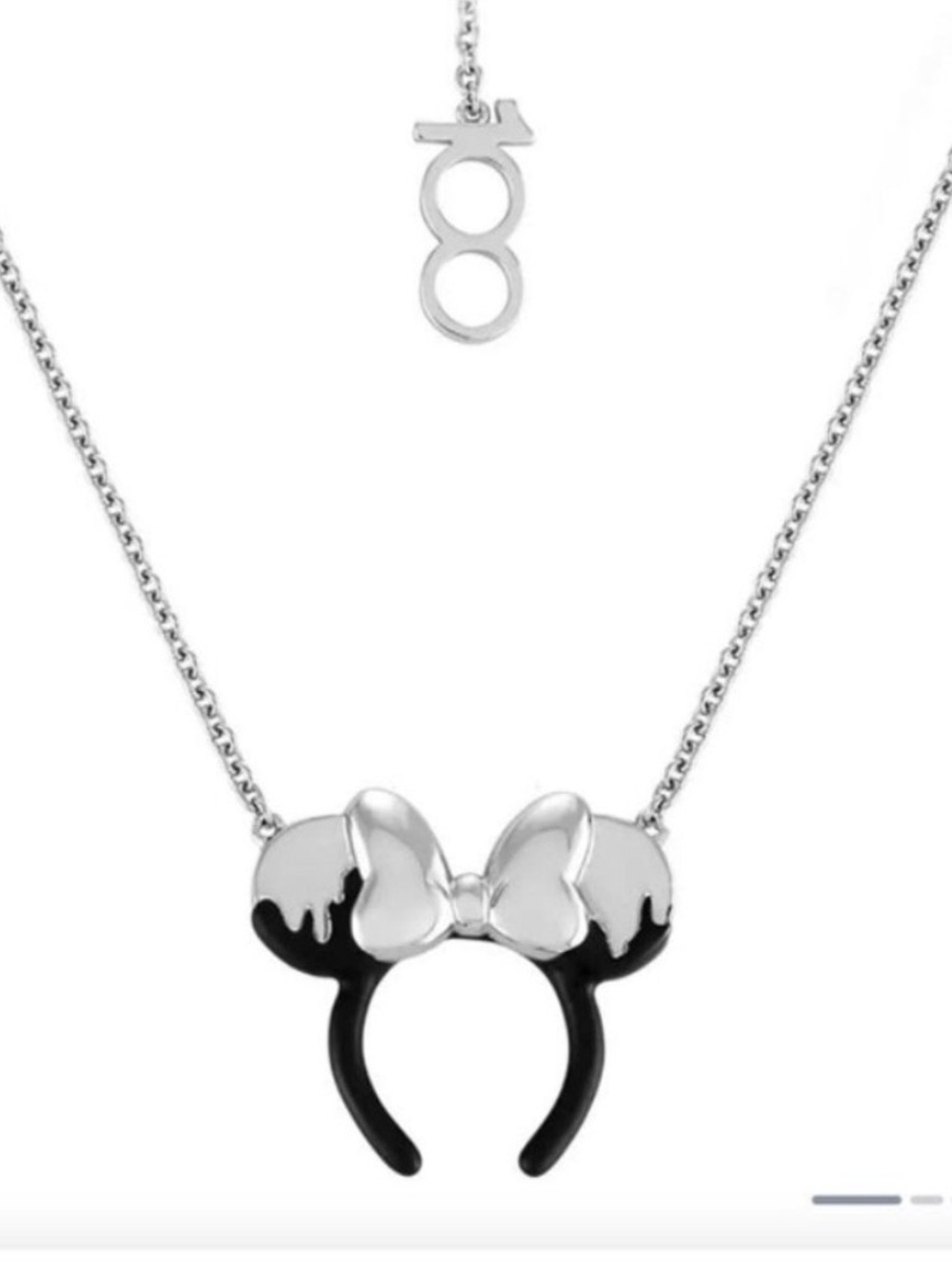 DISNEY 100 PLATINUM 925 STERLING SILVER MINNIE MOUSE EARS HEADBAND NECKLACE